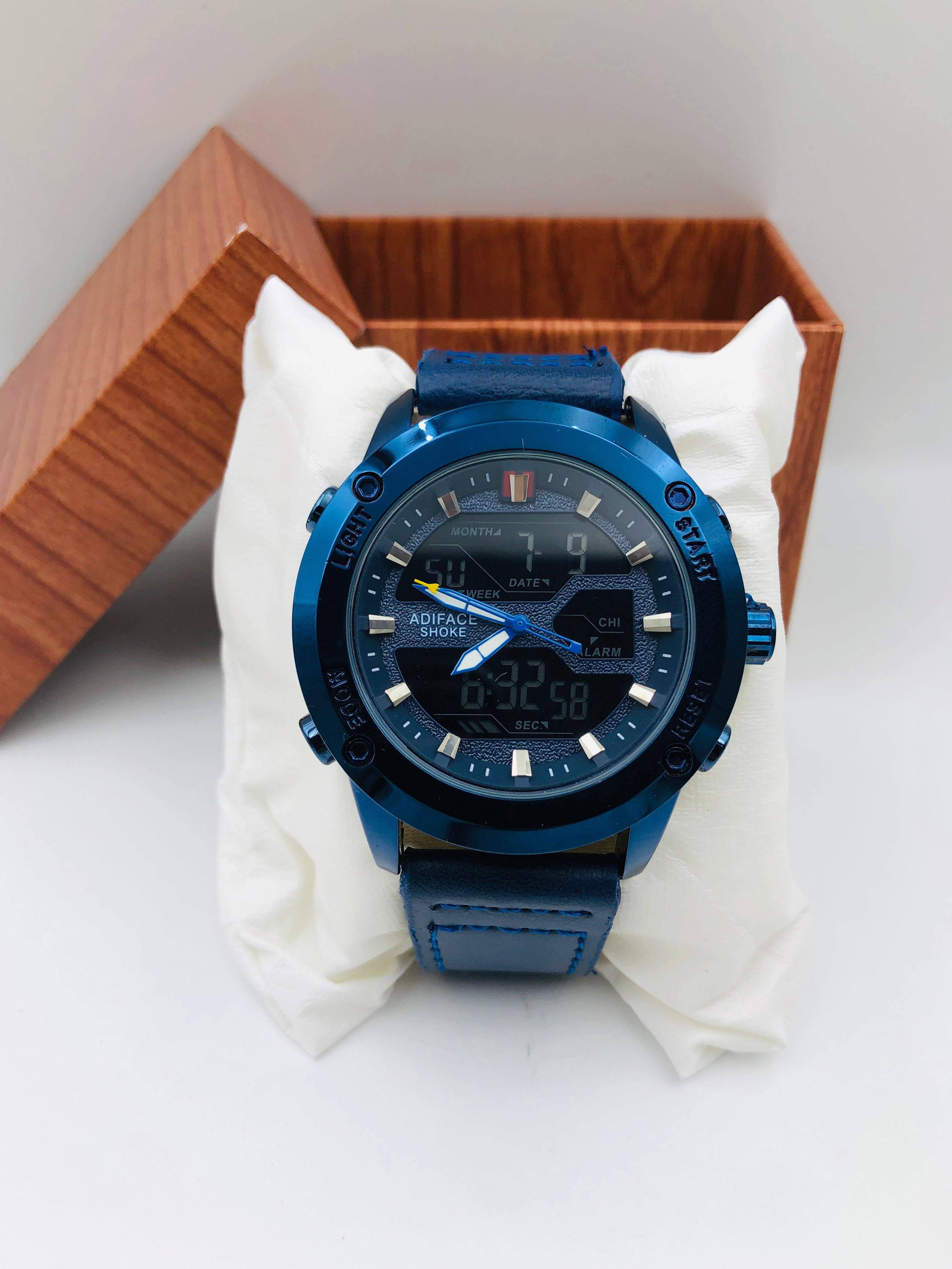 Adiface Dual Time - Article #691 - Blue Strap - Blue Dial