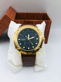 Adiface Dual Time - Article #693 - Brown Strap - Golden Dial